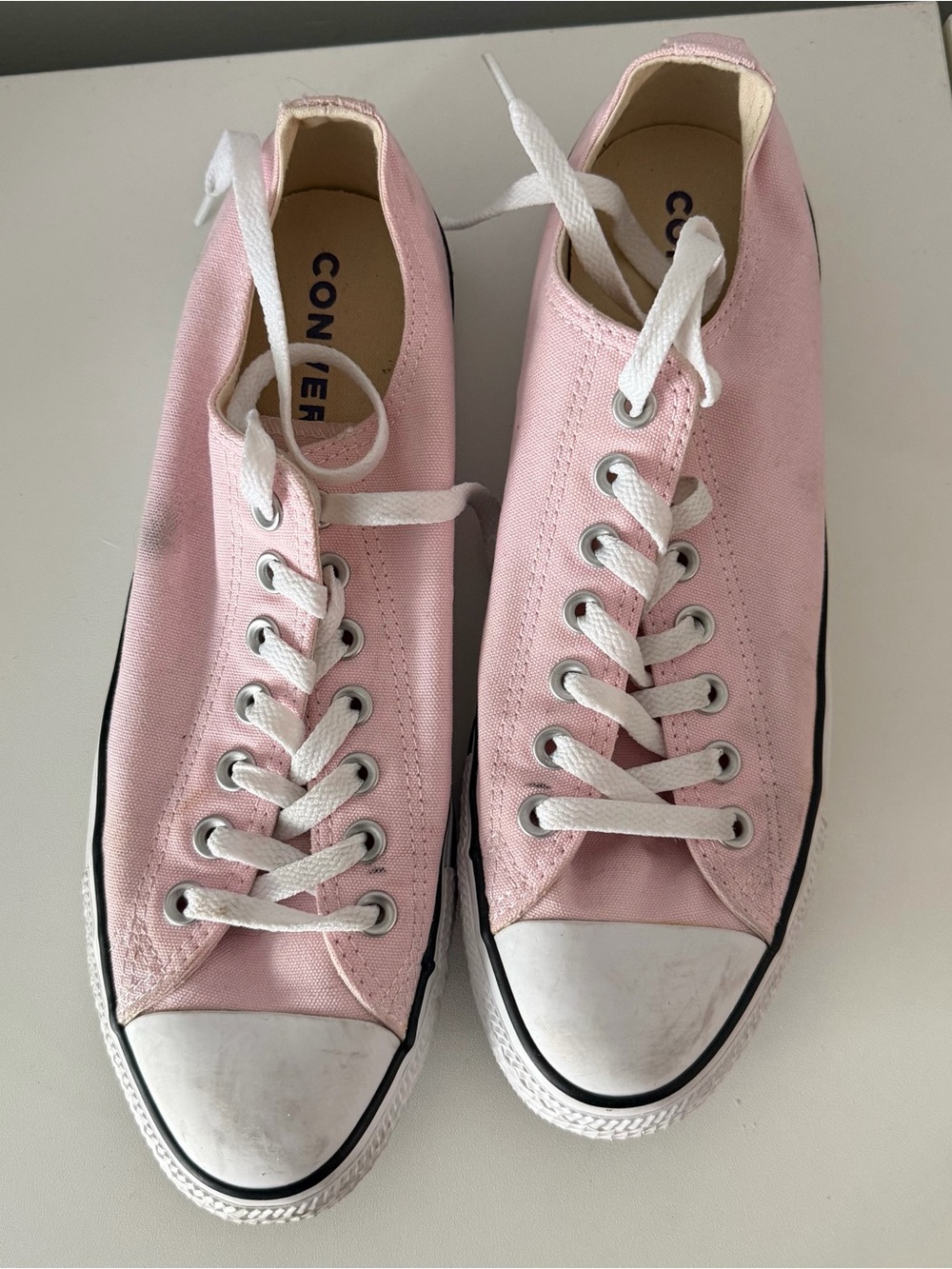 Converse Pink Low-Top Canvas Sneakers with White Laces